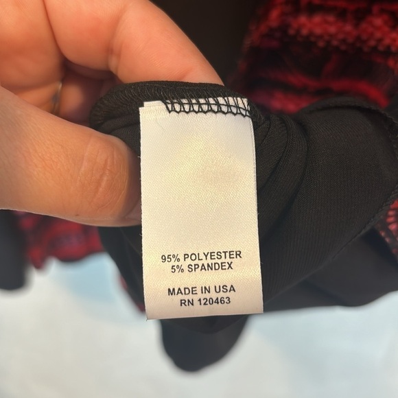 Kate & Mallory Women's oversized red black patchwork tunic artsy blouse size L - Picture 7 of 11